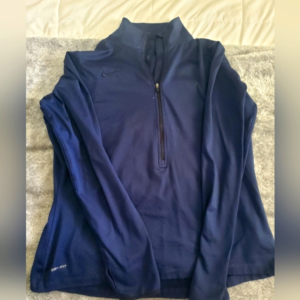 Nike Zip Up Pullover with thumbholes; Navy; Women's size xl